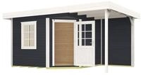 Weka Designhaus 213 A+ inkl. 150 cm Anbau und extra hoher T&uuml;r - 28 mm anthrazit