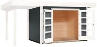 Weka Designhaus 126 A+ inkl. 150 cm Anbau und extra hoher T&uuml;r - 28 mm grau