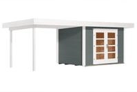 Weka Designhaus 126 B+ inkl. 300 cm Anbau und extra hoher T&uuml;r - 28 mm grau