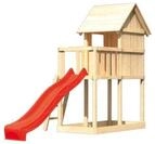 Akubi Kinderspielturm Frieda mit Anbau und Rutsche (Set A)-rot