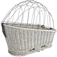 TRIXIE Fahrradkorb mit Gitter 35x49x55cm aus Weide wei&szlig;/grau