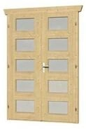 Skan Holz Doppelt&uuml;r vollverglast f&uuml;r 28 mm Blockbohlenh&auml;user Milchglas (C)
