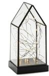 Konstsmide Weihnachtsbeleuchtung LED Glaslaterne mit Spitze Holzfundament