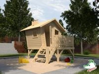 Weka Tabaluga Kinderspielhaus Lotti mit Treppe und Terrasse naturbelassen