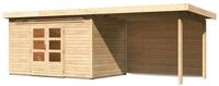 Karibu Gartenhaus Kandern 7 mit 300 cm Schleppdach und R&uuml;ckwand &ndash; 28 mm-364 x 244