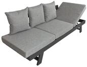 Garden Pleasure Funktionssofa DONNA, Aluminium Schwarz / 100 % Polyester Grau