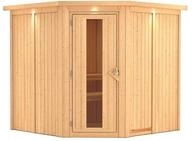 Karibu Sauna Jarin mit Eckeinstieg 68 mm-Ohne Ofen-inkl. Dachkranz- Isolierte
