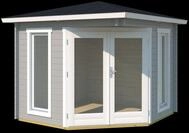 Weka 5-Eck Gartenhaus 408 - 40 mm hellgrau 240 x 240 cm - 50 % Rabatt auf