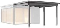 Weka Anbaudach f&uuml;r Designhaus 412 Gr. 2 hellgrau 300 x 322 cm