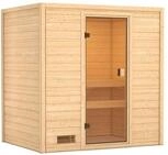 Karibu Woodfeeling Sauna Selena - 38 mm Bronzierte Ganzglast&uuml;r Ohne Dachkranz Ohne