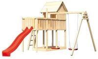 Akubi Kinderspielturm Frieda mit Anbau, Rutsche und Doppelschaukelanbau (Set...