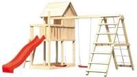 Akubi Kinderspielturm Frieda mit Anbau, Rutsche und Doppelschaukelanbau mit