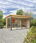 Wolff Finnhaus Gartenhaus Studio 44-D mit Alu-Eckverkleidung/Schiebt&uuml;r 