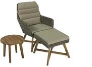 Garden Pleasure Lounger-Set CALVIA, Polyrattan Anisbraun / Akazie / Kissen 100 %