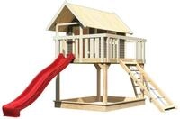 Akubi Stelzenhaus Fidel mit Satteldach inkl. Wellenrutsche und Netzrampe terragrau