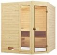 Weka Sauna Valida Eck 1.8 mit Glast&uuml;r/Fenster- Massivholzsauna 38 mm...