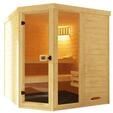 Weka Massivholz-Elementsauna Laukkala 3 mit Glast&uuml;r+Fenster - 38 mm mit Eckeinstieg