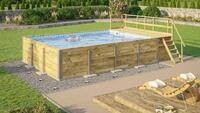 Weka Massivholzpool 595 Gr. 2 - 45 mm - 636 x 400 cm Poolfolie: Mosaik blau