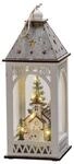 Konstsmide Weihnachtsbeleuchtung LED Holzlaterne mit Kirche wei&szlig;