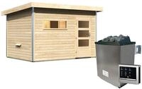 Karibu Saunahaus Skrollan 2 naturbelassen-9 kW Ofen inkl. Steuerger&auml;t-Moderne