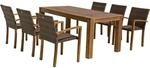Garden Pleasure Gartenm&ouml;bel-Set TOPEKA, Tisch + 6 St&uuml;hle, Akazie / Polyrattan