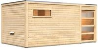 Karibu Gartensauna Saunahaus Hygge inkl. Vorraum, naturbelassen-Ohne Ofen