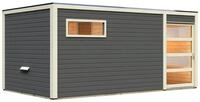 Karibu Gartensauna Saunahaus Hygge inkl. Vorraum, terragrau-Ohne Ofen