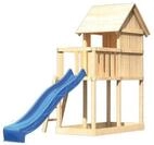 Akubi Kinderspielturm Frieda mit Anbau und Rutsche (Set A)-blau