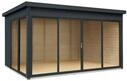 Wolff Finnhaus Gartenhaus Studio 44-D mit Alu-Eckverkleidung/Schiebet&uuml;r anthrazit