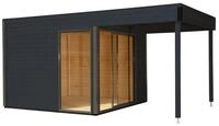 Wolff Finnhaus Gartenhaus Studio 44-B mit Alu-Eckverkleidung/Schiebet&uuml;r und 200 cm