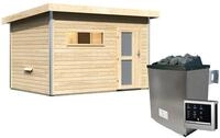 Karibu Saunahaus Skrollan 2 naturbelassen-9 kW Ofen inkl.