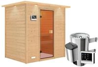 Karibu Woodfeeling Sauna Selena - 38 mm Bronzierte Ganzglast&uuml;r Inkl. Dachkranz...