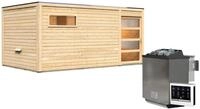 Karibu Gartensauna Saunahaus Hygge inkl. Vorraum, naturbelassen-9 kW...