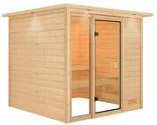 Karibu Woodfeeling Sauna Jutta - 38 mm Bronzierte Ganzglast&uuml;r Inkl. Dachkranz Ohne