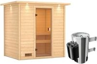Karibu Woodfeeling Sauna Selena - 38 mm Bronzierte Ganzglast&uuml;r Inkl. Dachkranz...