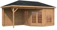 Palmako Pavillon Melanie 6,8+8,3 m&sup2; - 28 mm Hellbraun tauchimpr&auml;gniert