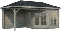 Palmako Pavillon Melanie 6,8+8,3 m&sup2; - 28 mm Grau tauchimpr&auml;gniert