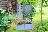 KHW Pflanzkasten klein mit Spalier 43 cm, grau - 2er Set