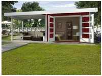 weka Gartenhaus "Designhaus 126 Plus ", (Set) rot-weiß Fußboden im Gartenhaus