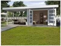 weka Gartenhaus "Designhaus 126 Plus ", (Set), mit Anbaudach grau-weiß Fußboden im