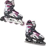 Verstellbare Rollschuhe Schlittschuhe 2in1 Pulse Schwarz/Rosa