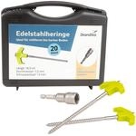Zeltheringe - 20er Edelstahl Set f&uuml;r harte B&ouml;den - Schraubheringe
