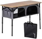 Campingtisch mit Schrank Tolja - Outdoor - Bambus Klapptisch mit Stauraum
