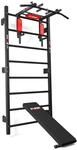 Sprossenwand Kraftstation mit Pull-Up Bar, Dip Stange & Hantelbank