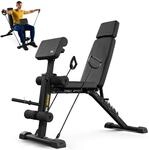 Hantelbank Trex Sport TX-300B mit Curlpult, Beinpresse und Expandern