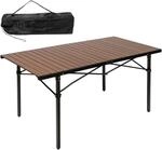 Campingtisch Maikku - Alu Klapptisch gro&szlig; - 140 x 70 x 70 cm - Holzoptik