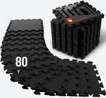 Bodenschutzmatte Fitness &ndash; Vollgummi-Bodenmatte &ndash; 80er-Set Puzzlematten