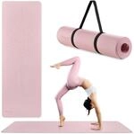 Yoga- und Fitnessmatte &ndash; unisex &ndash; 6 mm TPE, Ausrichtungslinie, rosa
