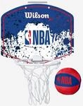 Mini Basketballkorb mit Ball f&uuml;r T&uuml;rbefestigung - Wilson NBA blau/wei&szlig;/rot
