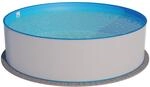 Stahlwandpool rund Exklusiv 300x120cm, Stahl 0,6mm wei&szlig;, Folie 0,6mm blau